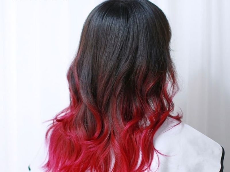 Tóc ombre đỏ cho bạn nữ ưa màu tóc nổi bật